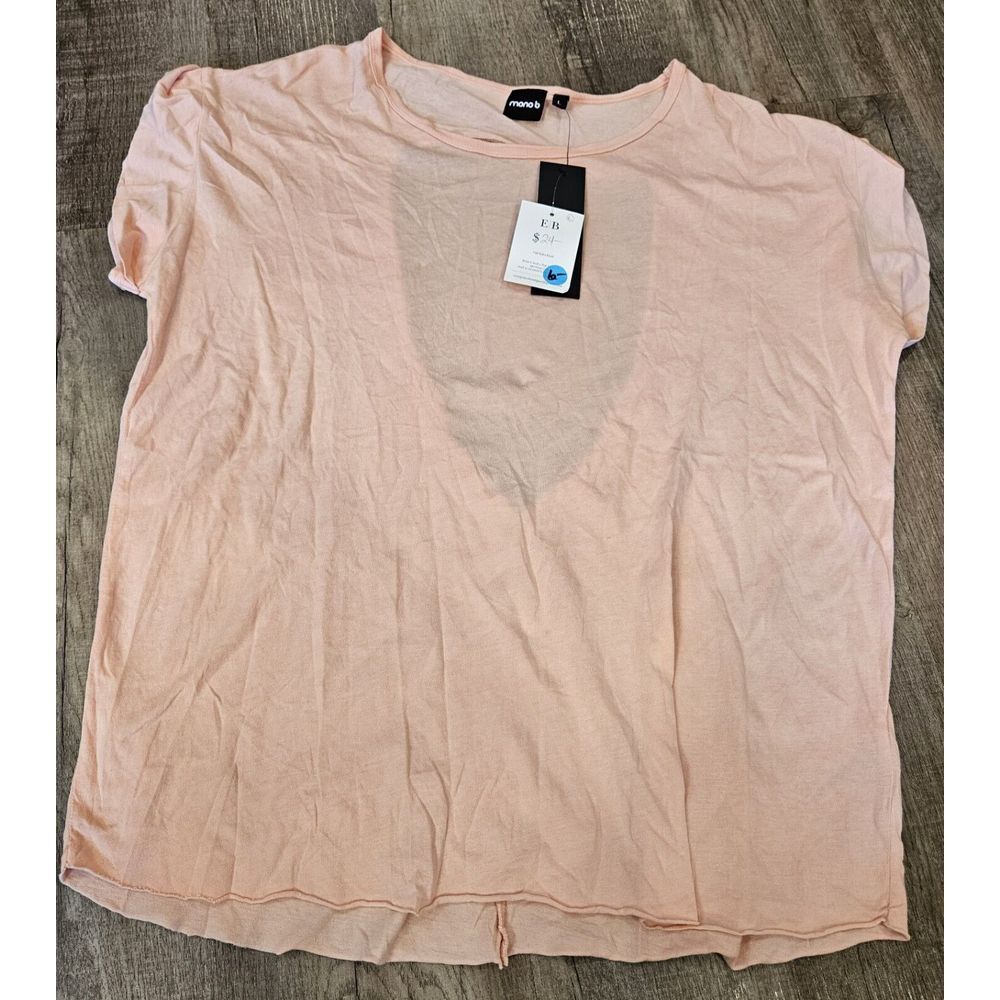 Mono B Peach Lightweight Top Open Back Size L‎ Nwt